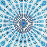 Bless International Handmade Indian hippie Bohemian Psychedelic Peacock Mandala Wall hanging College Dorm Beach Throws Table Cloth Bedding Tapestry (Peacock Sky Blue)