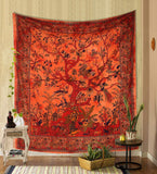 Bless international Tapestry Tree of Life Wall Hanging Psychedelic Tapestries Indian Cotton Bedspread Picnic Sheet Wall Decor Blanket Wall Art Hippie Bedroom Decor (Orange Tree of Life)