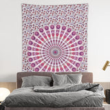 Bless International Handmade Indian hippie Bohemian Psychedelic Peacock Mandala Wall hanging College Dorm Beach Throws Table Cloth Bedding Tapestry (Pink Blue)