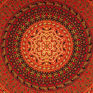 Bless International Indian-hippie-gypsy Bohemian-psychedelic Cotton-mandala Wall-hanging-tapestry-multi-color Large-mandala Hippie-tapestry (Golden Red)