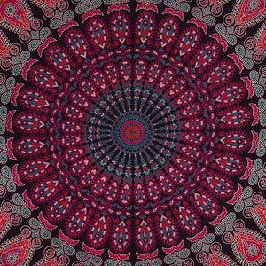 Indian Hippie Bohemian Psychedelic Peacock Mandala Wall Hanging Bedding Tapestry (Purple Pink)