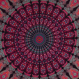 Indian Hippie Bohemian Psychedelic Peacock Mandala Wall Hanging Bedding Tapestry (Purple Pink)