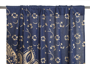 Bless International Beautiful Indian Bohemian Psychedelic Hippie Flower Ombre Window Curtain Panels for Bedroom, Living, Balcony (Blue Gold Flower)