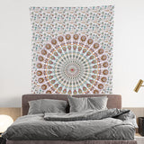 Hippie Bohemian Psychedelic Peacock Mandala Wall Hanging Bedding Tapestry (Floral Gold)