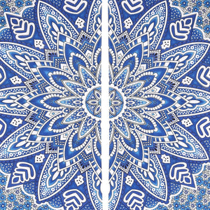 Bless International Beautiful Indian Bohemian Psychedelic Hippie Ombre Window Curtain Panels for Bedroom, Living, Balcony (Blue Passion Flower (38x83 Inches)(96x210 Cms))