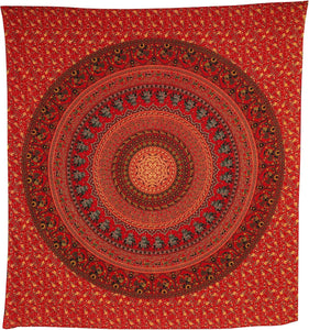 Bless International Indian-hippie-gypsy Bohemian-psychedelic Cotton-mandala Wall-hanging-tapestry-multi-color Large-mandala Hippie-tapestry (Golden Red)