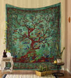 Bless international Tapestry Tree of Life Wall Hanging Psychedelic Tapestries Indian Cotton Bedspread Picnic Sheet Wall Decor Blanket Wall Art Hippie Bedroom Decor (Green Tree of Life)