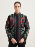 Handcrafted Black Velvet Floral & Paisley Suzani Embroidered Jacket