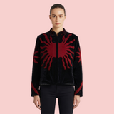 Handcrafted Black Velvet Sun Suzani Embroidered Jacket