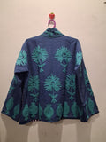 Hand Embroidered Navy Blue Floral Jacket