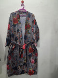 Handcrafted Printed Velvet Long Kimono Jacket