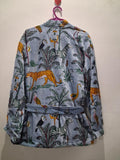 Luxury Blue Velvet Reversible Printed Kimono Jacket