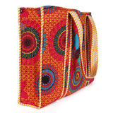 Quilted Reversible Shoulder Tote, Cotton Large Capacity (15 x 18 x 5.5 in) with Interior Pocket Beach, Shopping & Travel Unisex (Royal Mandala)