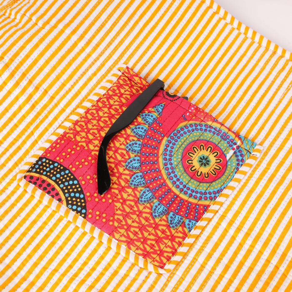 Quilted Reversible Shoulder Tote, Cotton Large Capacity (15 x 18 x 5.5 in) with Interior Pocket Beach, Shopping & Travel Unisex (Royal Mandala)