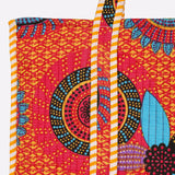 Quilted Reversible Shoulder Tote, Cotton Large Capacity (15 x 18 x 5.5 in) with Interior Pocket Beach, Shopping & Travel Unisex (Royal Mandala)