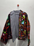 Handcrafted Black Velvet Suzani Embroidered Jacket