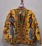Handcrafted Yellow Velvet Peacock Suzani Embroidered Jacket