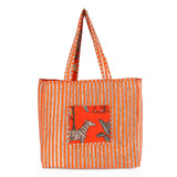 Quilted Reversible Shoulder Tote, Cotton Large Capacity (15 x 18 x 5.5 in) with Interior Pocket Beach, Shopping & Travel Unisex (Spice Safari)