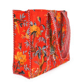 Quilted Reversible Shoulder Tote, Cotton Large Capacity (15 x 18 x 5.5 in) with Interior Pocket Beach, Shopping & Travel Unisex (Paradise Garden)