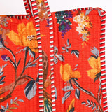Quilted Reversible Shoulder Tote, Cotton Large Capacity (15 x 18 x 5.5 in) with Interior Pocket Beach, Shopping & Travel Unisex (Paradise Garden)