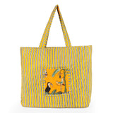 Quilted Reversible Shoulder Tote, Cotton Large Capacity (15 x 18 x 5.5 in) with Interior Pocket Beach, Shopping & Travel Unisex (Golden Safari)