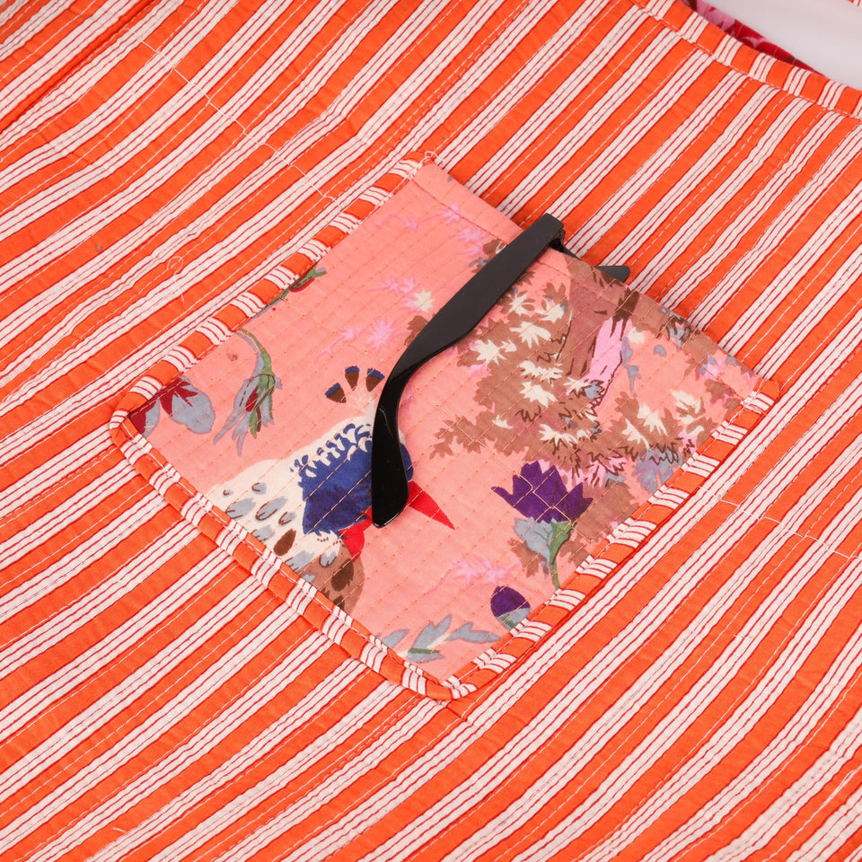 Quilted Reversible Shoulder Tote, Cotton Large Capacity (15 x 18 x 5.5 in) with Interior Pocket Beach, Shopping & Travel Unisex (Peach Blossom Bird)