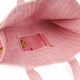 Quilted Reversible Shoulder Tote, Cotton Large Capacity (15 x 18 x 5.5 in) with Interior Pocket Beach, Shopping & Travel Unisex (Blush Palm)