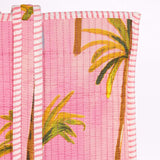 Quilted Reversible Shoulder Tote, Cotton Large Capacity (15 x 18 x 5.5 in) with Interior Pocket Beach, Shopping & Travel Unisex (Blush Palm)