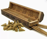 Traditional-Handmade-Burner Wooden-Coffin-Incense-Stick-Holder Ash-Catcher-Stand (Wooden Coffin)