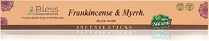 Bless-Frankincense-and-Myrrh 100%-Natural-Handmade-Hand-Dipped-Incense-Sticks Organic-Chemicals-Free for-Purification-Relaxation-Positivity-Yoga-Meditation The-Best-Woods-Scent