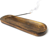 Traditional-Handmade-Tray-Burner Wooden-Trat-Incense-Stick-Holder Ash-Catcher-Stand (11x4x1.22 Inches