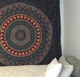 Indian-hippie-gypsy Bohemian-psychedelic Cotton-mandala Wall-hanging-tapestry(Queen Size( 90x84) Inch)