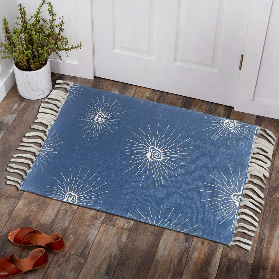 Seamless Blue Silhouettes Home and Kitchen Rug