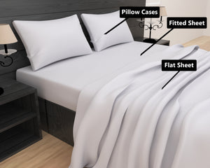 Bless International Luxury Microfiber Bedding Pillowcases Deep pocket-14 (White)