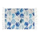Palm Abstract Blue Floral Home and Kitchen Rug